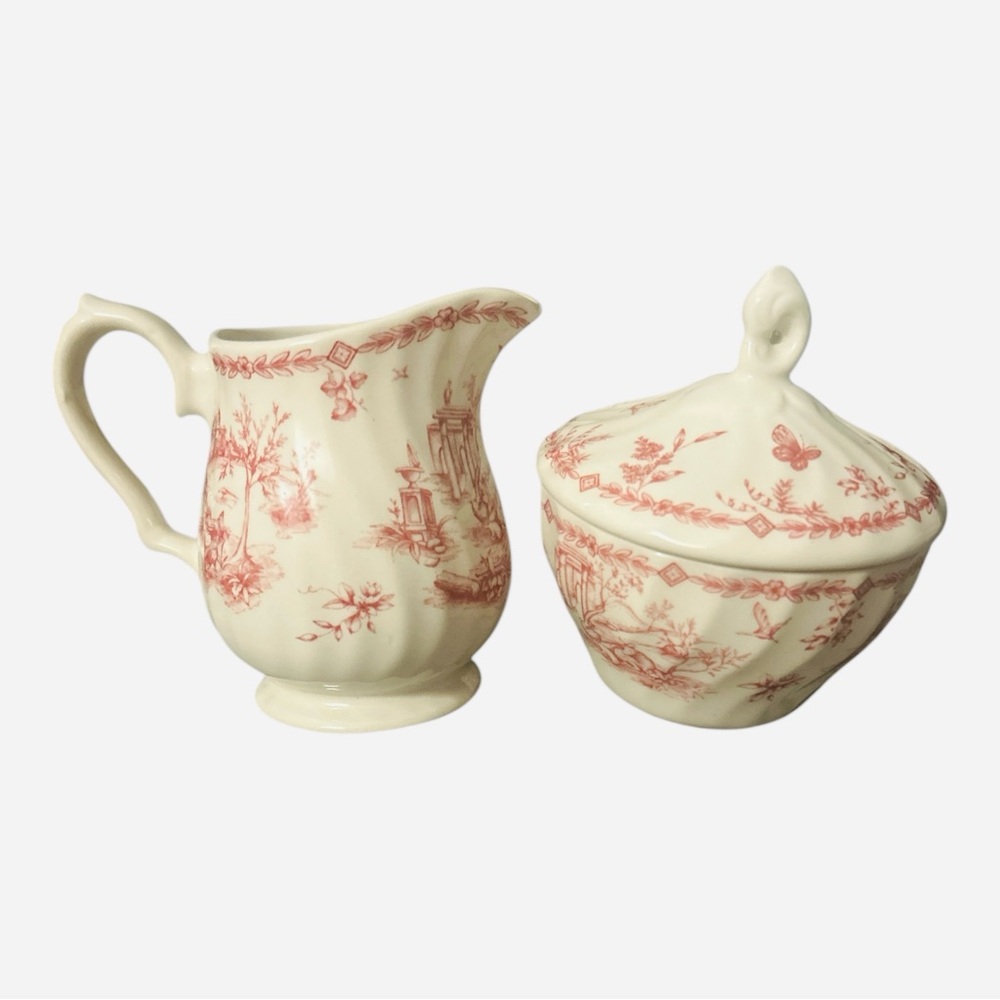 Queens Chelsea Toile Pink English‎ Style Creamer & Sugar Bowl Set Malaysia
